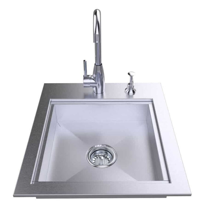 20-inch ADA Compliant Single Sink Supplied with a Cover and a Hot/Cold Faucet