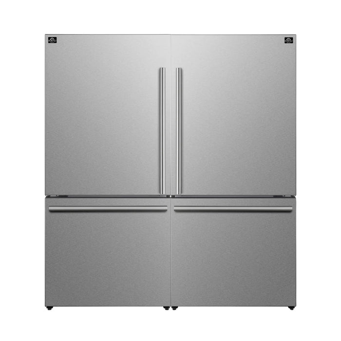 FORNO Espresso Milano 62" 34.4 cu. ft. Side-By-Side Refrigerator with Ice Maker in Stainless Steel, AP-2-1786-SS