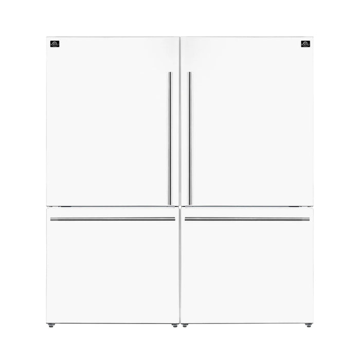 FORNO Espresso Milano 62" 34.4 cu. ft. Side-By-Side Refrigerator with Ice Maker in White with Silver Handles, AP-2-1786-WHT