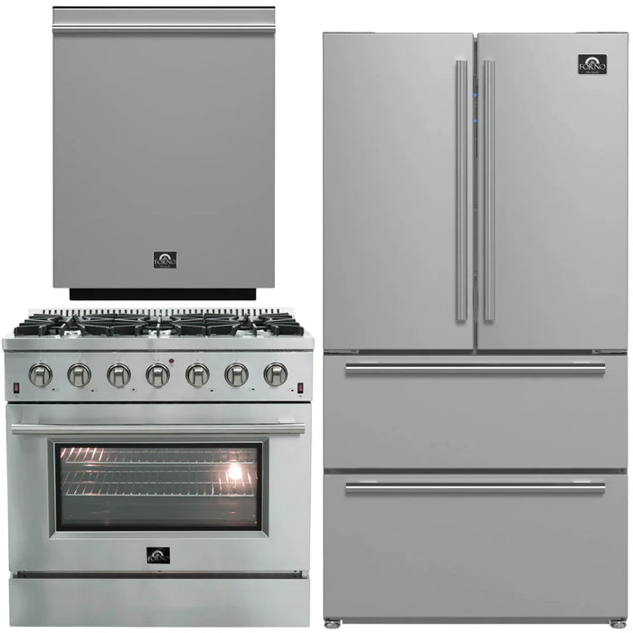 Forno Appliance Package - 36" Gas Range, Dishwasher, 36" Refrigerator, FBDL-004-01CAUS