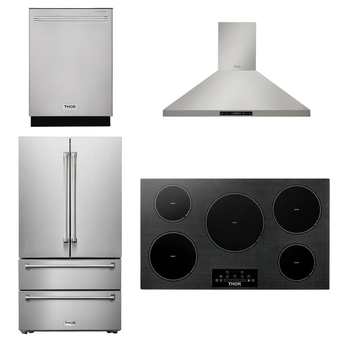 Thor Kitchen Package - 36" Induction Cooktop, Range Hood, Refrigerator, Dishwasher, AP-TIH36-3