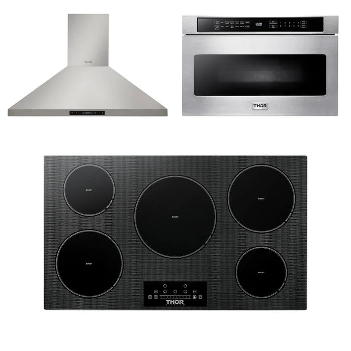 Thor Kitchen Package - 36" Induction Cooktop, Range Hood, Microwave, AP-TIH36-5