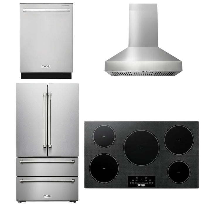 Thor Kitchen Package - 36" Induction Cooktop, Range Hood, Refrigerator, Dishwasher, AP-TIH36-W-2