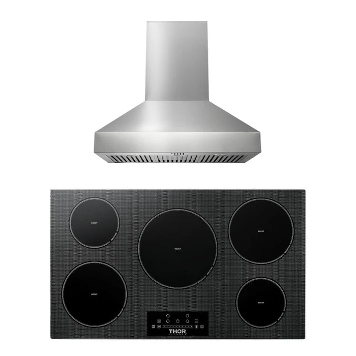 Thor Kitchen Package - 36" Induction Cooktop, Range Hood, AP-TIH36-W