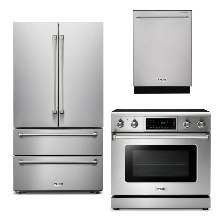 Thor Kitchen Package - 36" Electric Range, Refrigerator, Dishwasher, AP-TRE3601-2