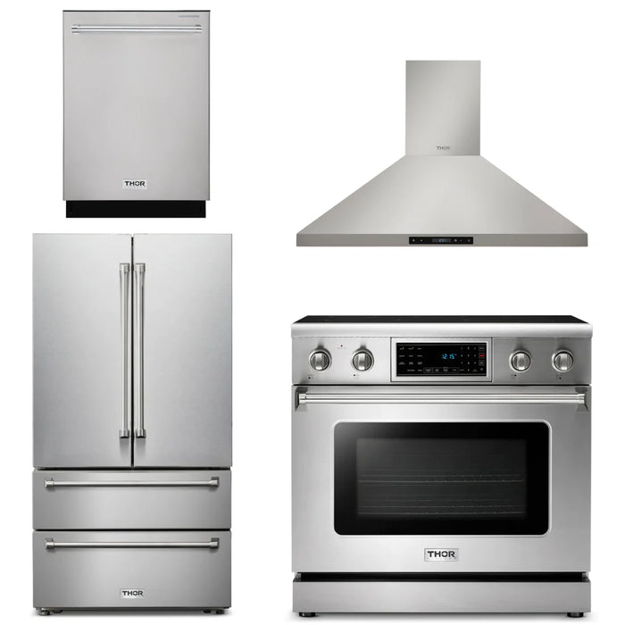 Thor Kitchen Package - 36" Electric Range, Range Hood, Refrigerator, Dishwasher, AP-TRE3601-3