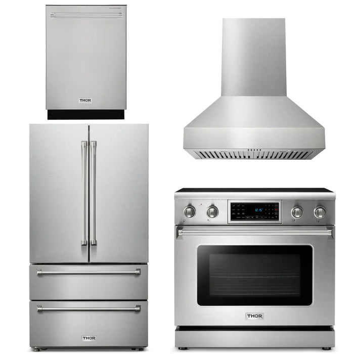 Thor Kitchen Package - 36" Electric Range, Range Hood, Refrigerator, Dishwasher, AP-TRE3601-W-2