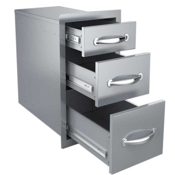 Sunstone 14-inch Triple Access Drawer Unit - Flush Style - Stainless Steel