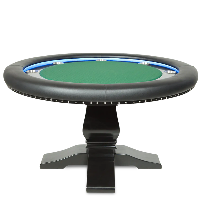 BBO Poker Tables Ginza LED Round Poker Table - With Four Matching Dining Chairs and Round Dining Top