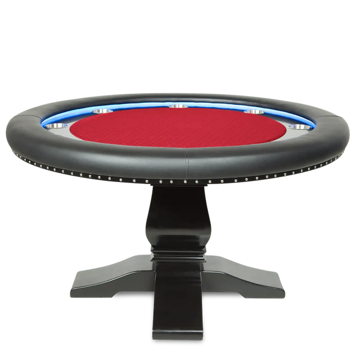 BBO Poker Tables Ginza LED Round Poker Table - With Four Matching Dining Chairs and Round Dining Top