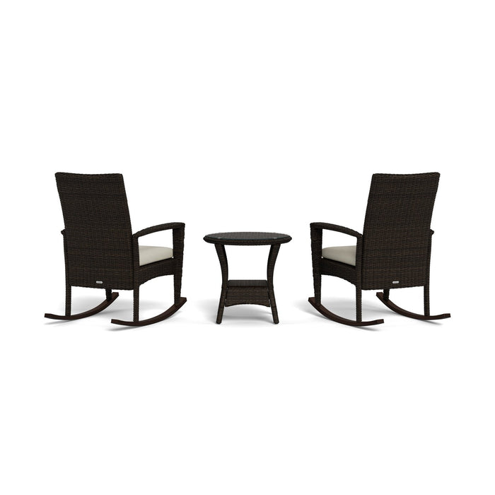 Tortuga Outdoor Bayview 3 Piece Rocking Chair Set - Pecan