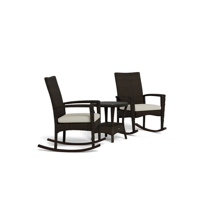 Tortuga Outdoor Bayview 3 Piece Rocking Chair Set - Pecan