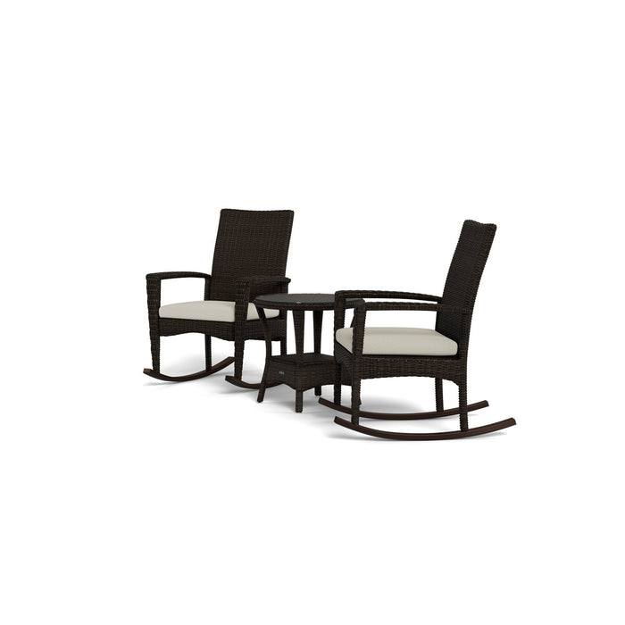 Tortuga Outdoor Bayview 3 Piece Rocking Chair Set - Pecan