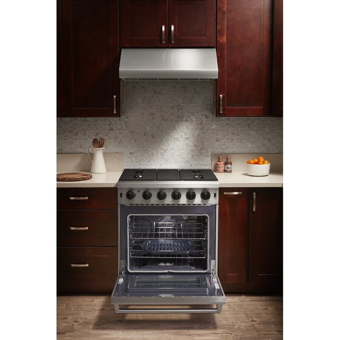 Thor Kitchen Package - 30" Propane Gas Range, Microwave, Refrigerator with Water and Ice Dispenser, Dishwasher, AP-LRG3001ULP-12