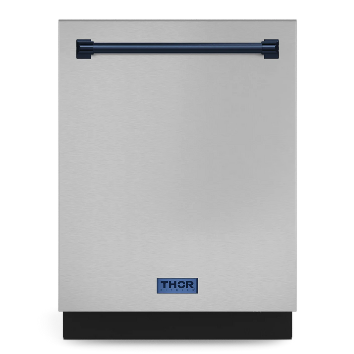 Gordon Ramsay by THOR Kitchen Package - 36" Electric Range, 36" Refrigerator with Ice Maker and Dishwasher in Stainless Steel with Navy Blue Accents, AP-RSE36-BLU-2