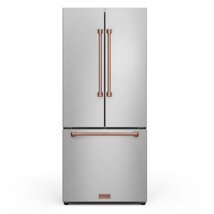 Gordon Ramsay by THOR Kitchen Package - 30" Electric Range, 30" Refrigerator with Ice Maker and Dishwasher in Stainless Steel with Rose Gold Accents, AP-RSE30-RSG-1