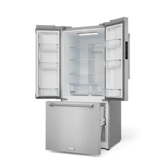 Gordon Ramsay by THOR Kitchen Package - 48" Gas Range, 30" Refrigerator with Ice Maker and Dishwasher in Stainless Steel, AP-RSG48ELP-1