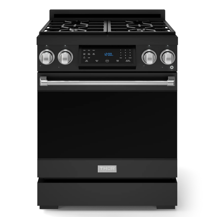 Gordon Ramsay by THOR Kitchen Package - 30" Gas Range, 36" Refrigerator with Ice Maker and Dishwasher in Black Matte with Stainless Steel Accents, AP-RSG30BLP-SS-2