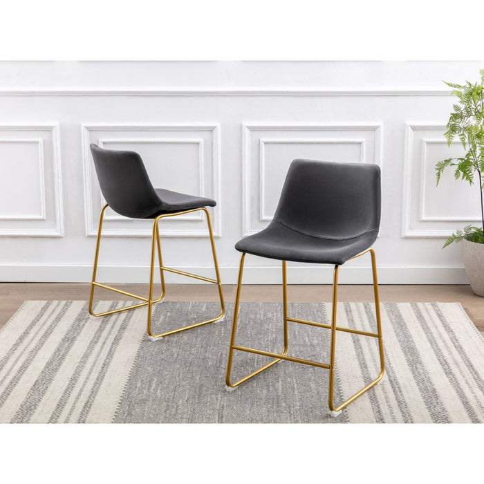 Best Quality Furniture Chair - Dark Grey Velvet and Polished Gold Color Iron Base