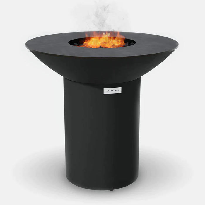 Arteflame 40 Black Label Grill Tall Round Base With Grill Grate And Seasoning Puck