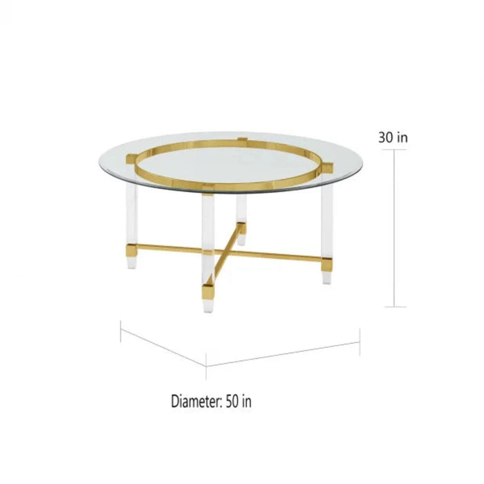 Best Quality Furniture Dining Table - Glass and Gold - 50" Diameter