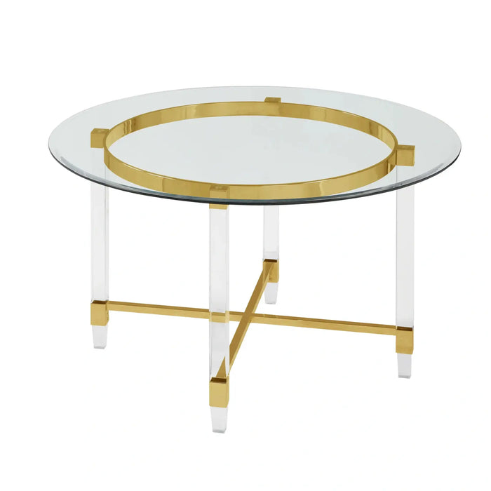 Best Quality Furniture Dining Table - Glass and Gold - 50" Diameter