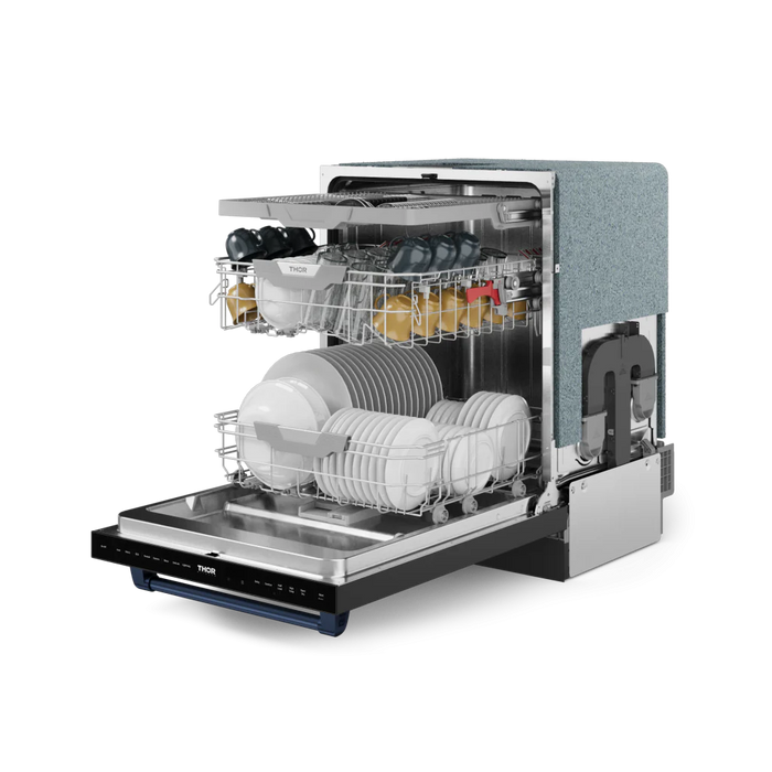 Gordon Ramsay by THOR Kitchen 24" Dishwasher in Matte Black with Navy Blue Accents, DW24X8BA00-BLU