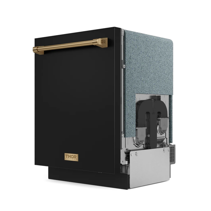 Gordon Ramsay by THOR Kitchen Package - 36" Gas Range, 36" Refrigerator with Ice Maker and Dishwasher in Black Matte with Bronze Accents, AP-RSG36BLP-BRZ-2