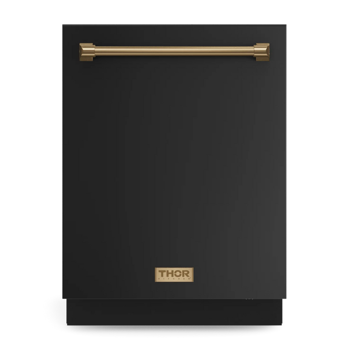 Gordon Ramsay by THOR Kitchen Package - 30" Electric Range, 36" Refrigerator with Ice Maker and Dishwasher in Black Matte with Bronze Accents, AP-RSE30B-BRZ-2