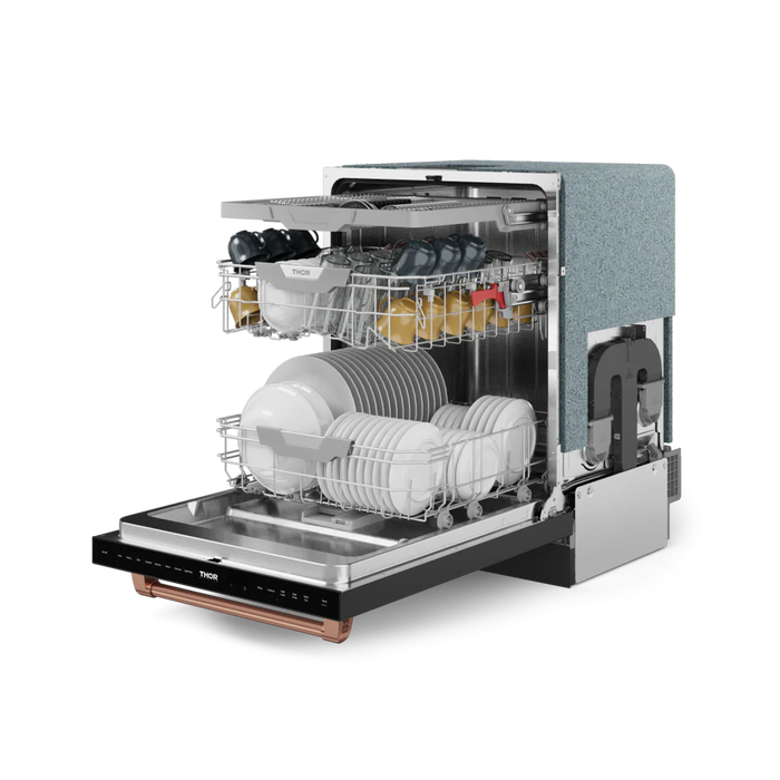 Gordon Ramsay by THOR Kitchen 24" Dishwasher in Matte Black with Rose Gold Accents, DW24X8BA00-RSG