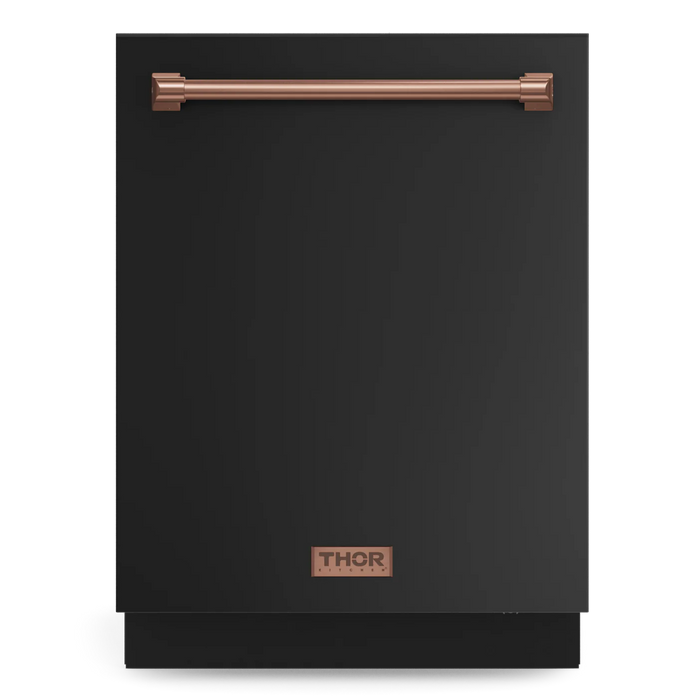 Gordon Ramsay by THOR Kitchen Package - 36" Gas Range, 36" Refrigerator with Ice Maker and Dishwasher in Black Matte with Rose Gold Accents, AP-RSG36BLP-RSG-2