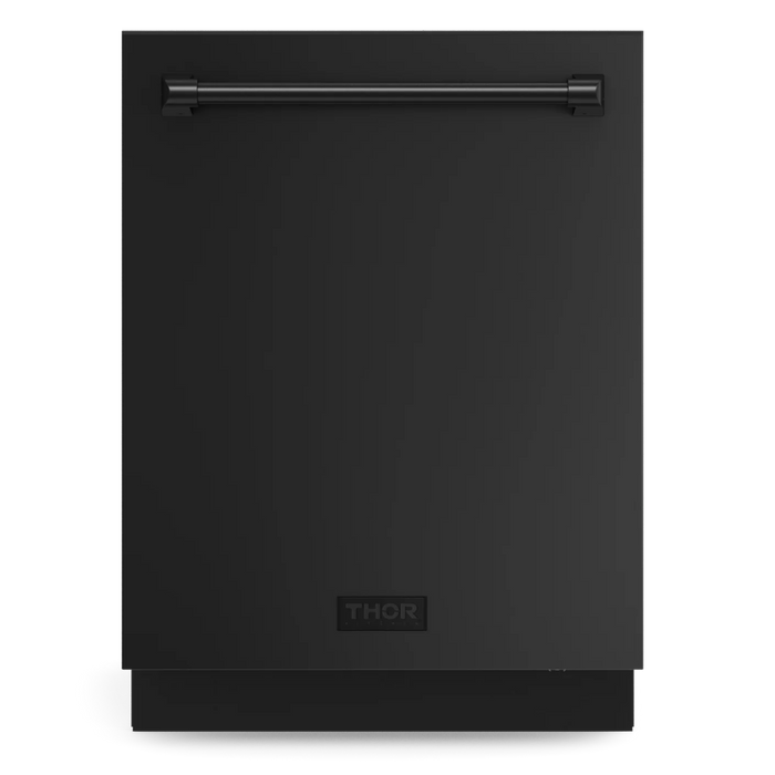 Gordon Ramsay by THOR Kitchen Package - 48" Gas Range, 36" Refrigerator with Ice Maker and Dishwasher in Black Matte with Black Accents, AP-RSG48EBLP-2