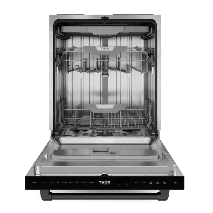 Gordon Ramsay by THOR Kitchen Package - 30" Electric Range, 30" Refrigerator with Ice Maker and Dishwasher in Black Matte with Black Accents, AP-RSE30B-1