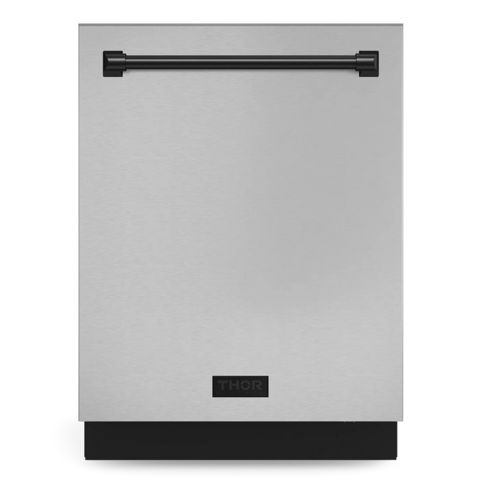 Gordon Ramsay by THOR Kitchen Package - 48" Gas Range, 36" Refrigerator with Ice Maker and Dishwasher in Stainless Steel with Black Accents, AP-RSG48E-BLK-2