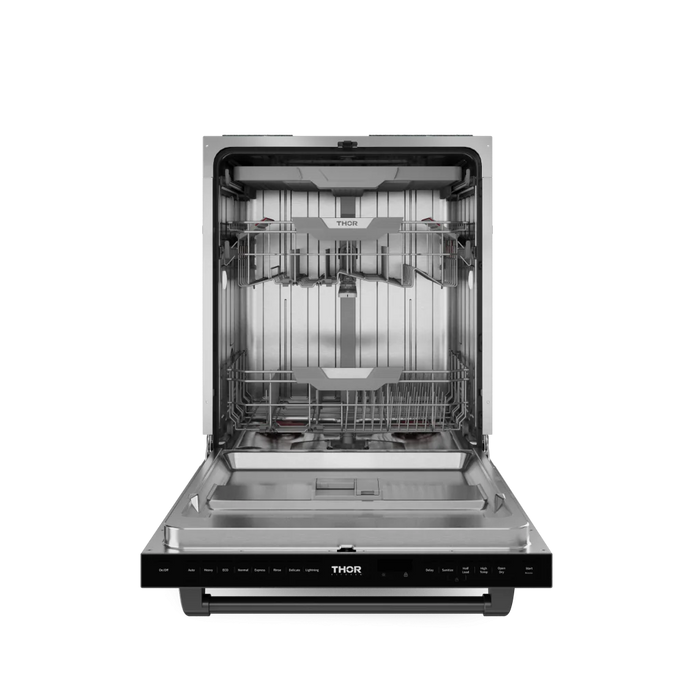 Gordon Ramsay by THOR Kitchen Package - 48" Gas Range, 30" Refrigerator with Ice Maker and Dishwasher in Stainless Steel with Black Accents, AP-RSG48E-BLK-1