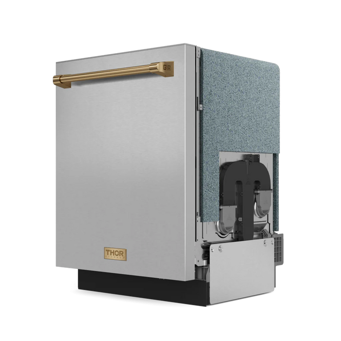 Gordon Ramsay by THOR Kitchen Package - 36" Gas Range, 36" Refrigerator with Ice Maker and Dishwasher in Stainless Steel with Bronze Accents, AP-RSG36-BRZ-2