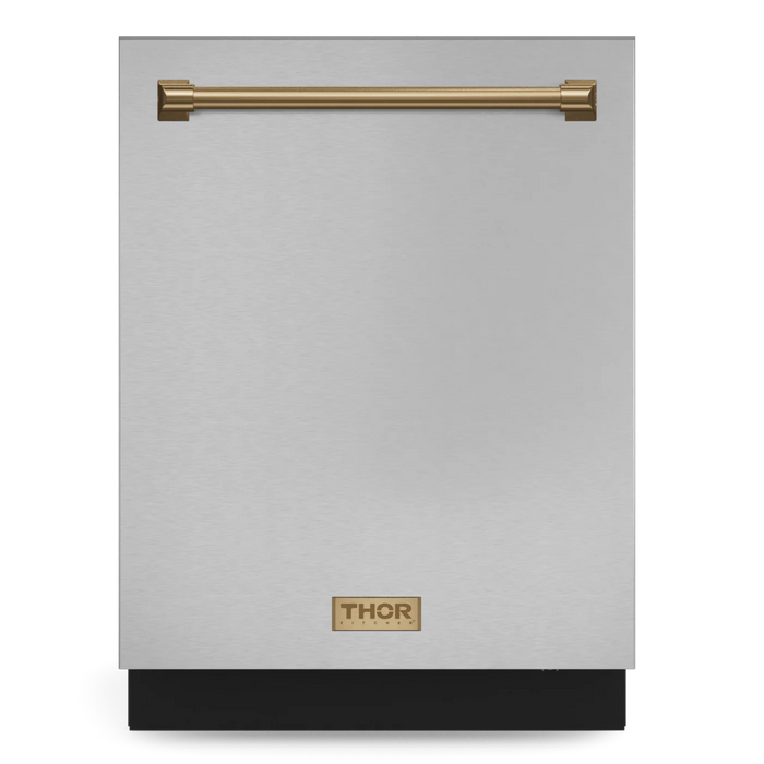Gordon Ramsay by THOR Kitchen Package - 36" Electric Range, 36" Refrigerator with Ice Maker and Dishwasher in Stainless Steel with Bronze Accents, AP-RSE36-BRZ-2