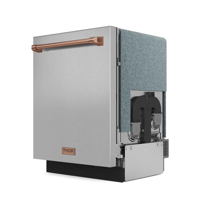 Gordon Ramsay by THOR Kitchen Package - 36" Gas Range, 30" Refrigerator with Ice Maker and Dishwasher in Stainless Steel with Rose Gold Accents, AP-RSG36LP-RSG-1
