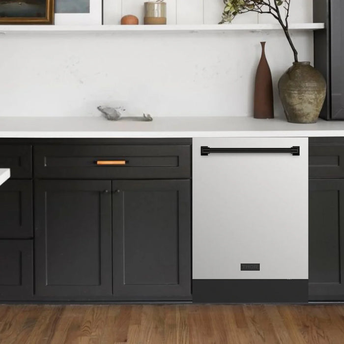 Gordon Ramsay by THOR Kitchen Package - 36" Gas Range, 36" Refrigerator with Ice Maker and Dishwasher in Stainless Steel with Black Accents, AP-RSG36-BLK-2