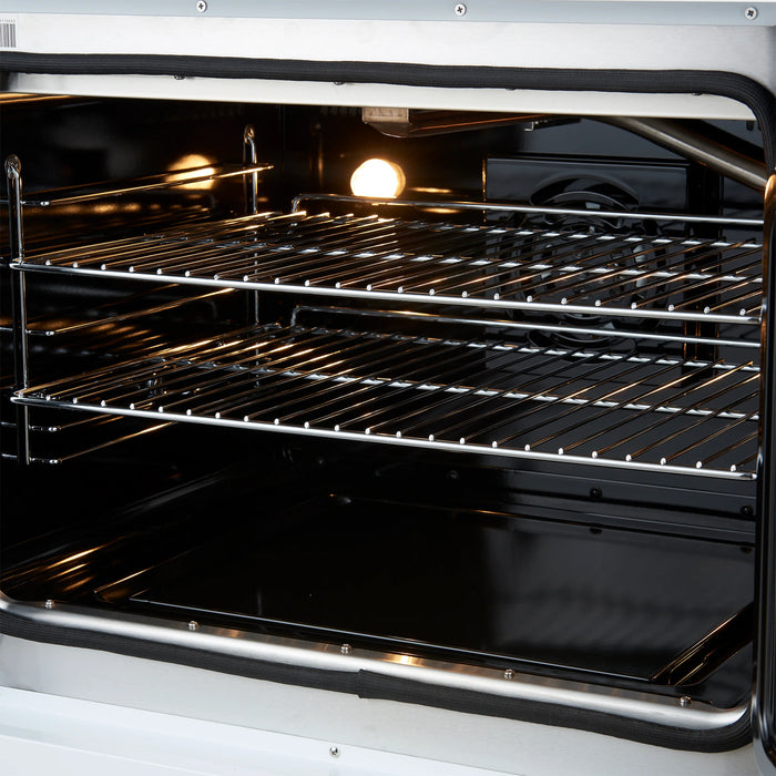 FORNO Galiano 30" 4.32 cu. ft. French Door Dual Fuel Range with 5 Sealed Burners in White with Antique Brass Accents, FFSGS6356-30WHT