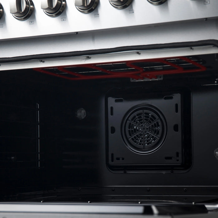 FORNO Marco 36" 5.36 cu. ft. Dual Fuel Range in Stainless Steel with 6 Sealed Burners, FFSGS6197-36
