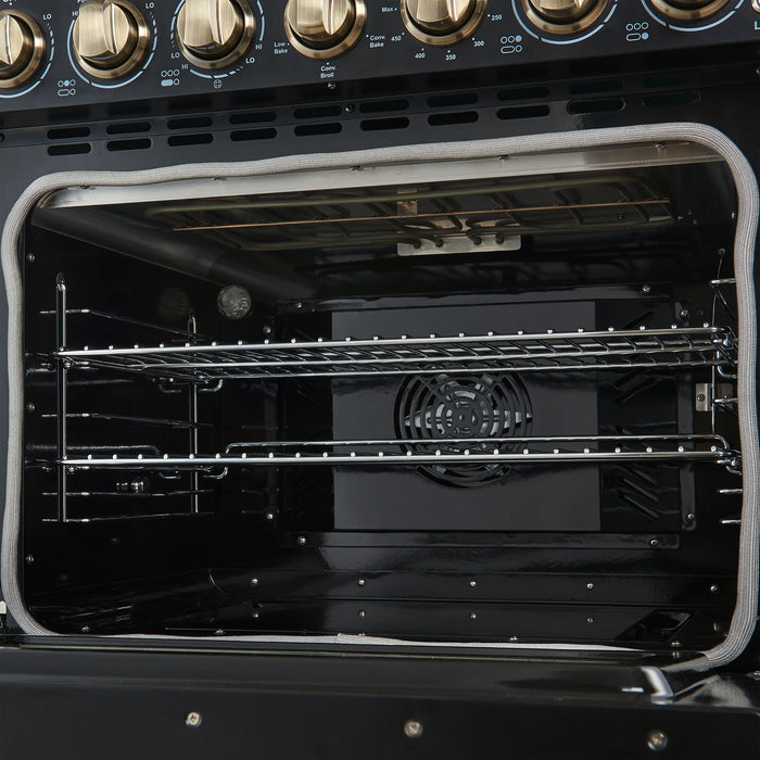 FORNO Espresso Paolo 30" 4.38 cu. ft. Freestanding Electric Range in Black with Antique Brass Handles, FFSEL6011-30BLK