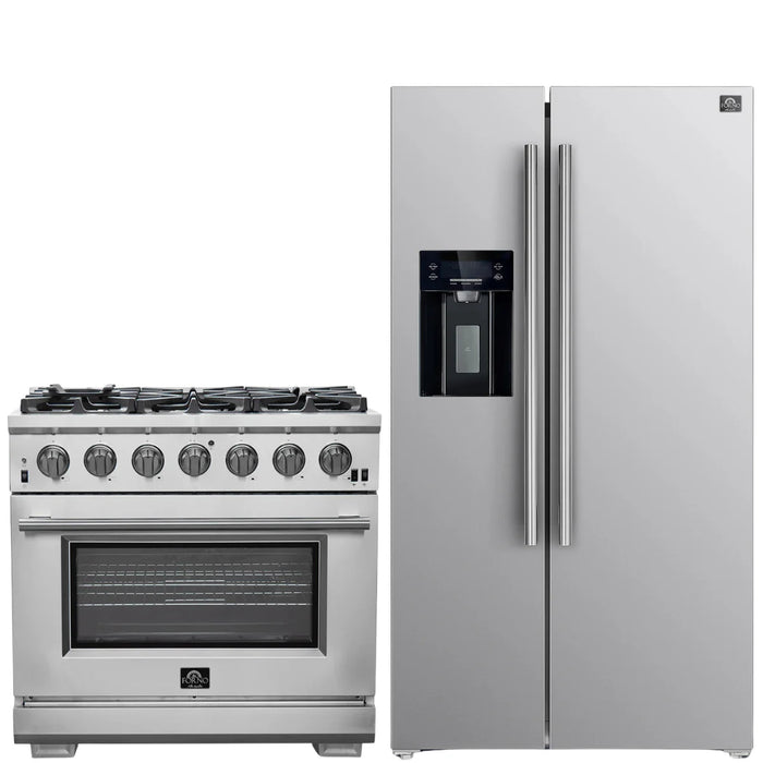 Forno Appliance Package - 36" Gas Range and 36" Refrigerator with Ice Maker, FBDL-019-02CAUS