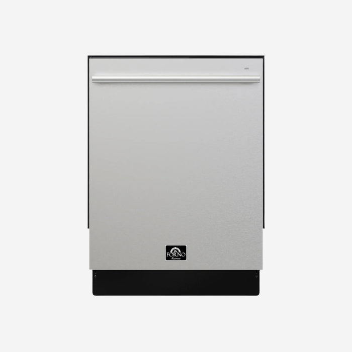 FORNO Espresso Romano 24" Built-In Tall Tub Dishwasher in Stainless Steel with Silver Handles, FDWBI8035-24S