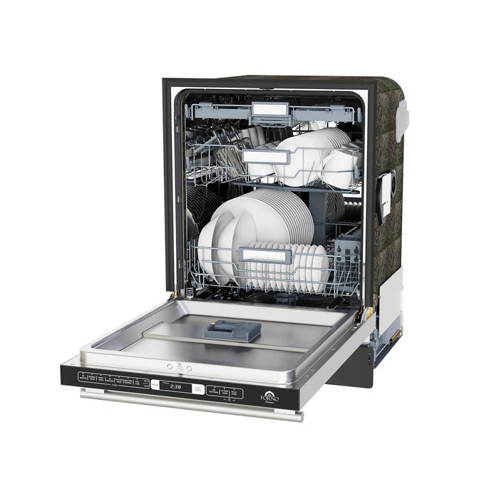 FORNO Espresso Romano 24" Built-In Tall Tub Dishwasher in Stainless Steel with Silver Handles, FDWBI8035-24S