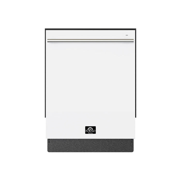 FORNO Espresso Romano 24" Built-In Tall Tub Dishwasher in White with Silver Handles, FDWBI8035-24WHT