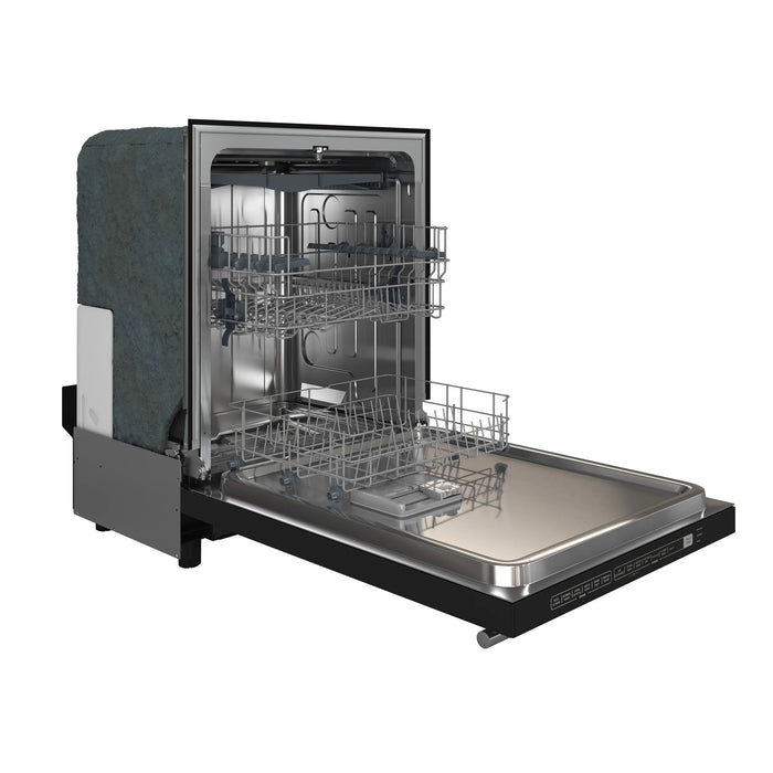FORNO Espresso Pozzo 24" Built-In Dishwasher in Black with Silver Handles, FDWBI8067-24BLK