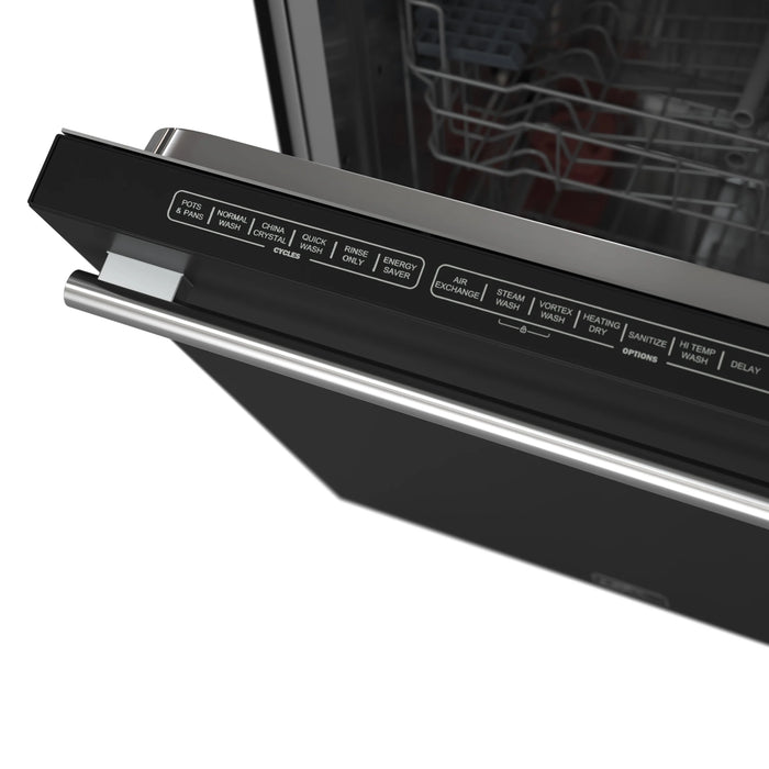 FORNO Espresso Pozzo 24" Built-In Dishwasher in Black with Silver Handles, FDWBI8067-24BLK