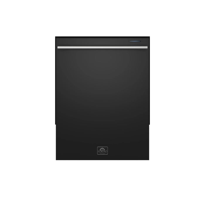 FORNO Espresso Pozzo 24" Built-In Dishwasher in Black with Silver Handles, FDWBI8067-24BLK