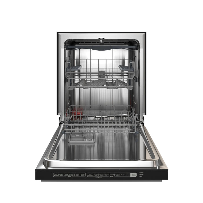 Forno Espresso Package - 30" Gas Range, 36" Refrigerator with Water and Ice Dispenser and Dishwasher in Black with Antique Brass Accents, AP-FFSGS1116-30BLK-A-4